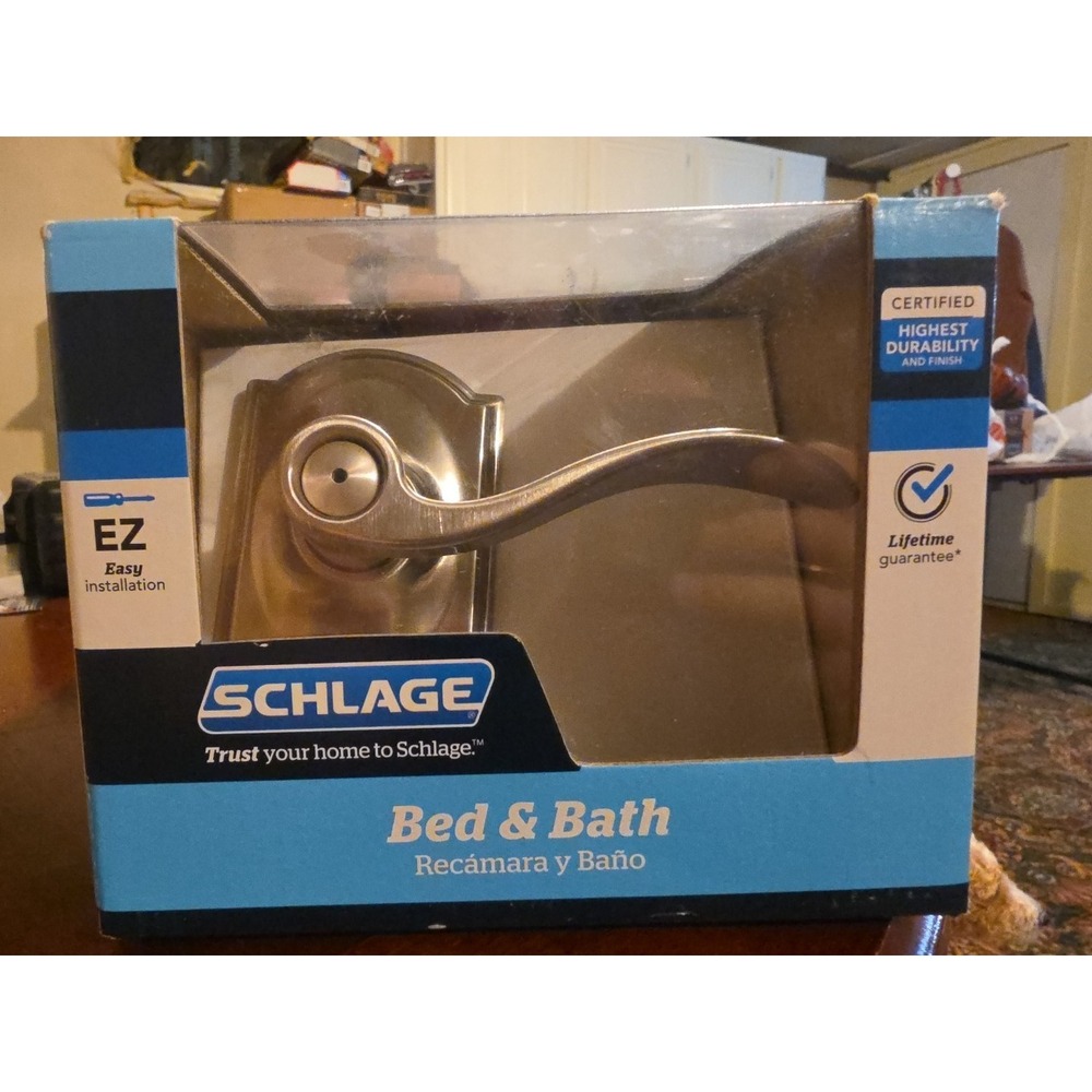 Schlage F40 V‎ ACC 619 CAM Privacy Bed/Bath Door Handle Camelot in Satin Nickel